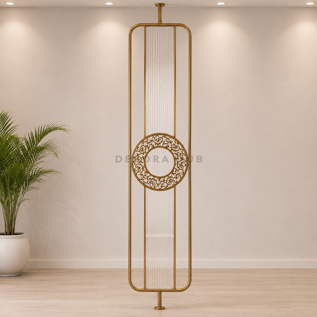 Arc Fluted PVD Metal Room Divider