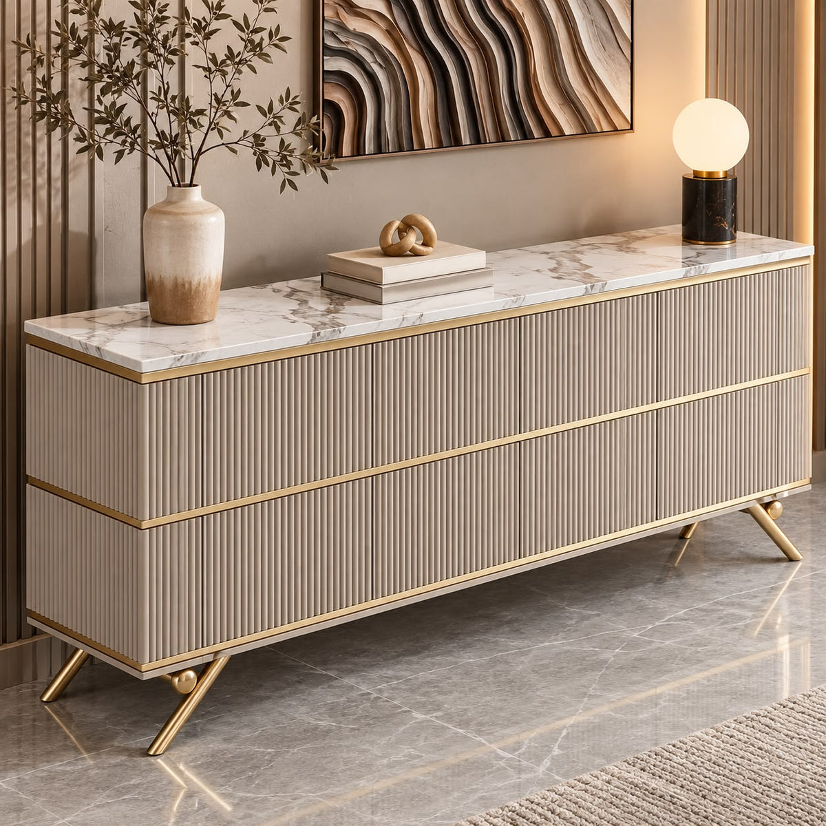 Echo Rectangular Beige Console Table