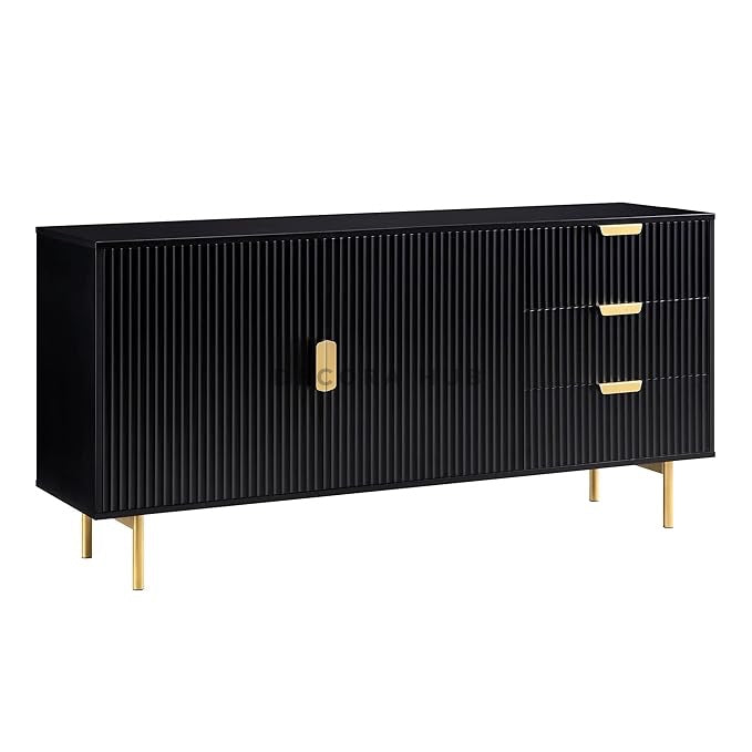 Sideboard With Metal Golden Base & Knobs