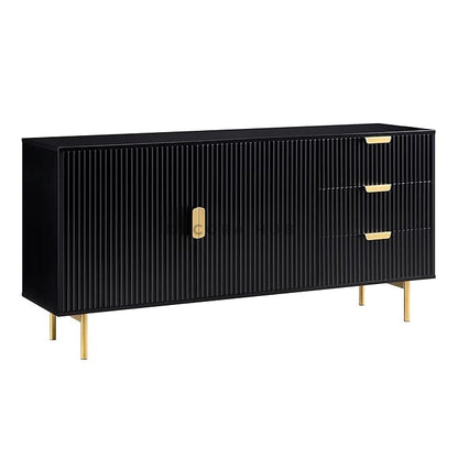 Sideboard With Metal Golden Base & Knobs