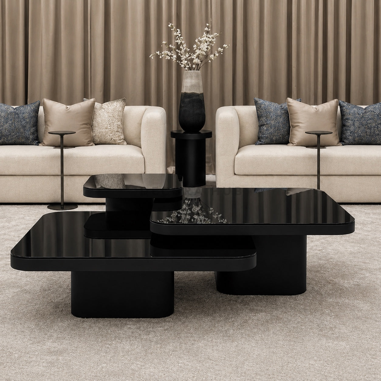 Elan Premium Modern Coffee Table With Black Base