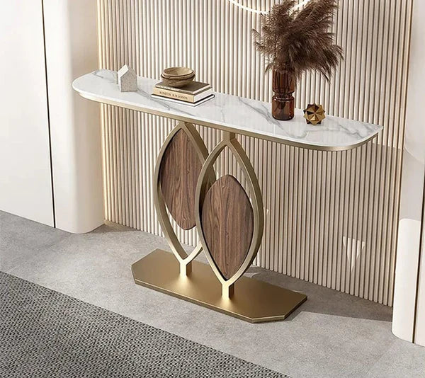 Entryway Marble top console with Golden base