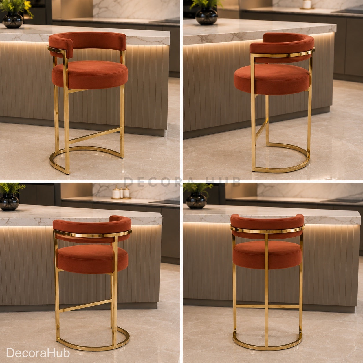 Noir Rust Arc Bar Stool