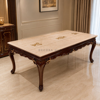Majestic Crown 6 Seater Onyx Top Dining Table Set