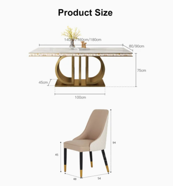 Luxurious Gold Stainless Steel Dining Table