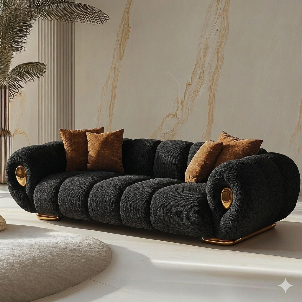 Aura: Modular Three Seater Bouclé Sofa for Living Room