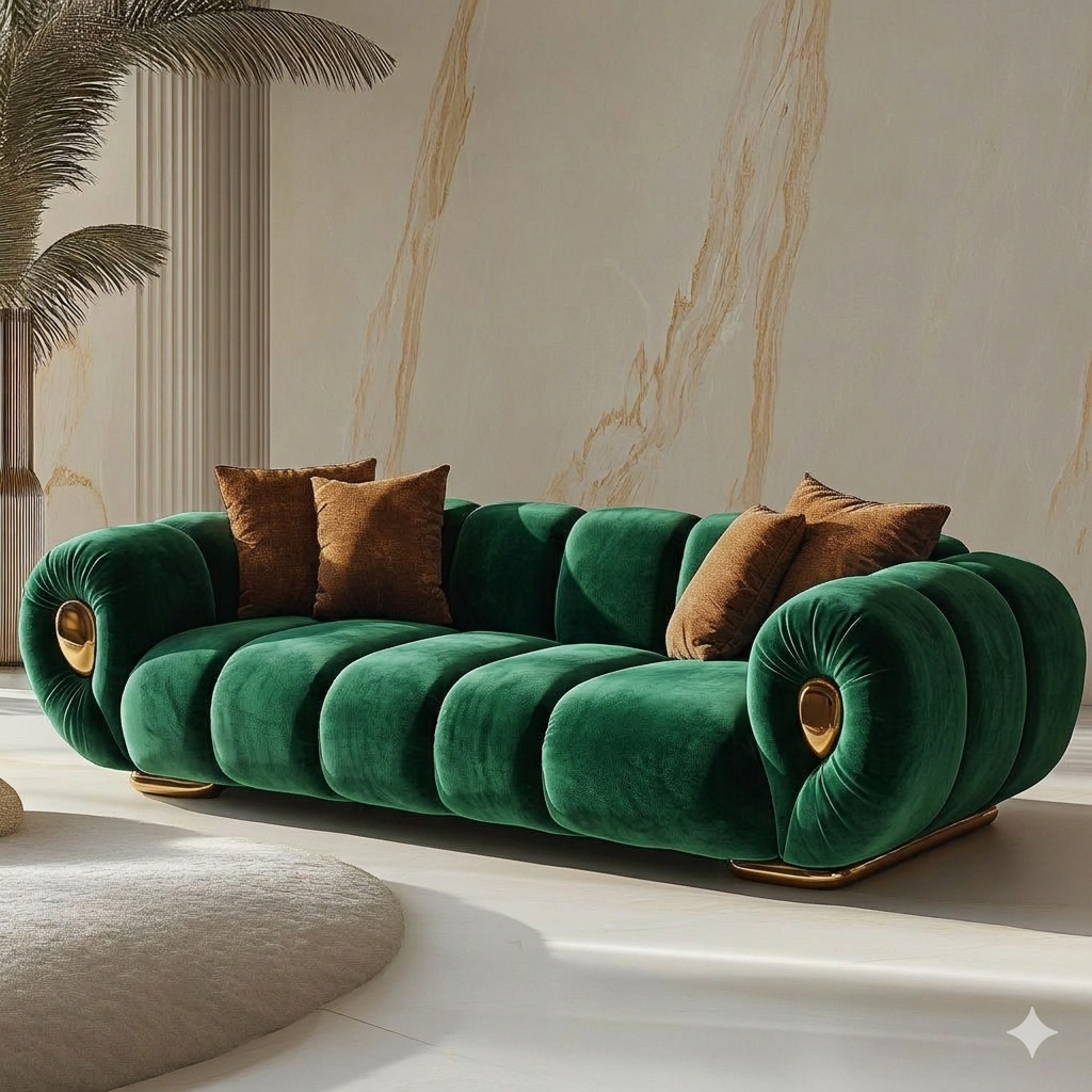 Aura: Modular Three Seater Bouclé Sofa for Living Room