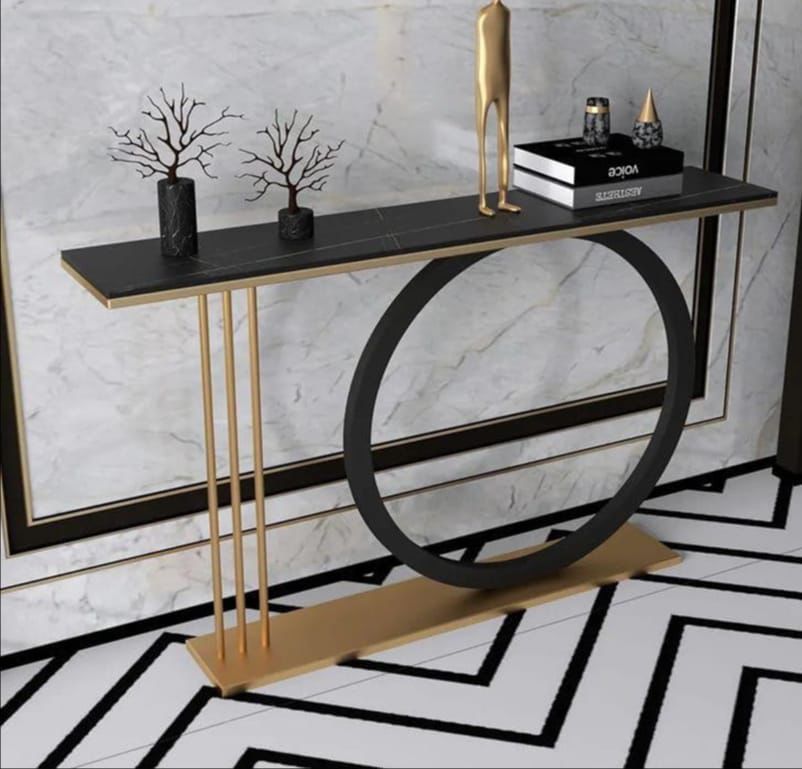 Geometry Shaped Stone Top & Stainless Steel Frame Console Table - image 2