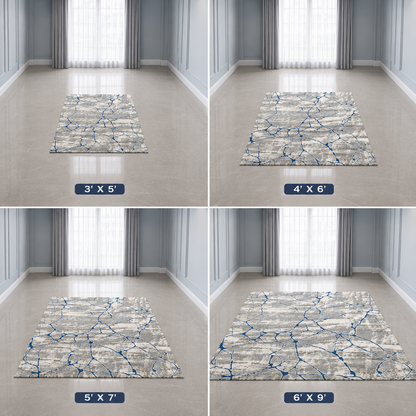 Glacier Line Grey & Blue Carpet for Living Room – grey and blue geometric area carpet by DecoraHub (view 4)
