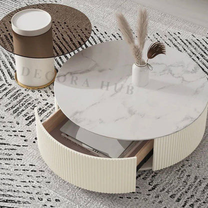 Glossy White Marble and Matte Cream Finish