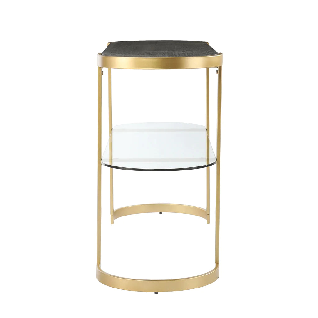Golden Contemporary Console Table With Glass Shelf - image 4