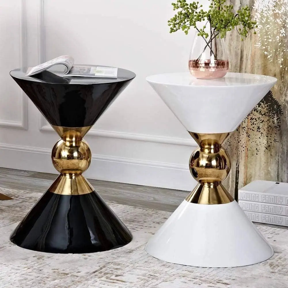 Hour Glass Black And White Side Table