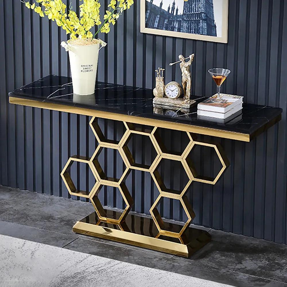 Honeycomb Golden Console Table - image 2