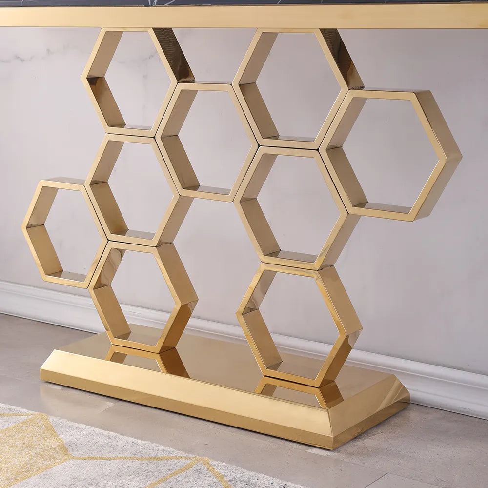 Honeycomb Golden Console Table - image 3