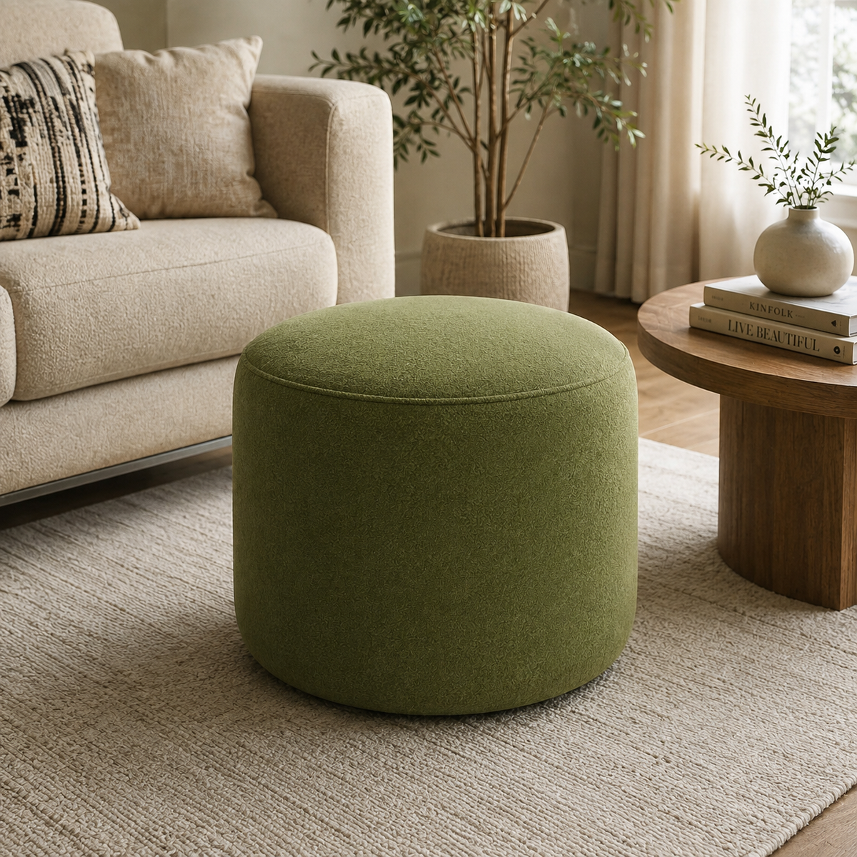 Olive Luxe Ottoman
