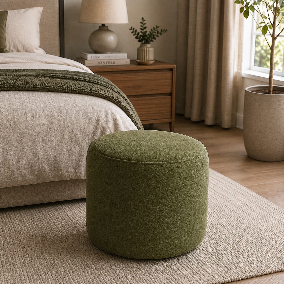 Olive Luxe Ottoman