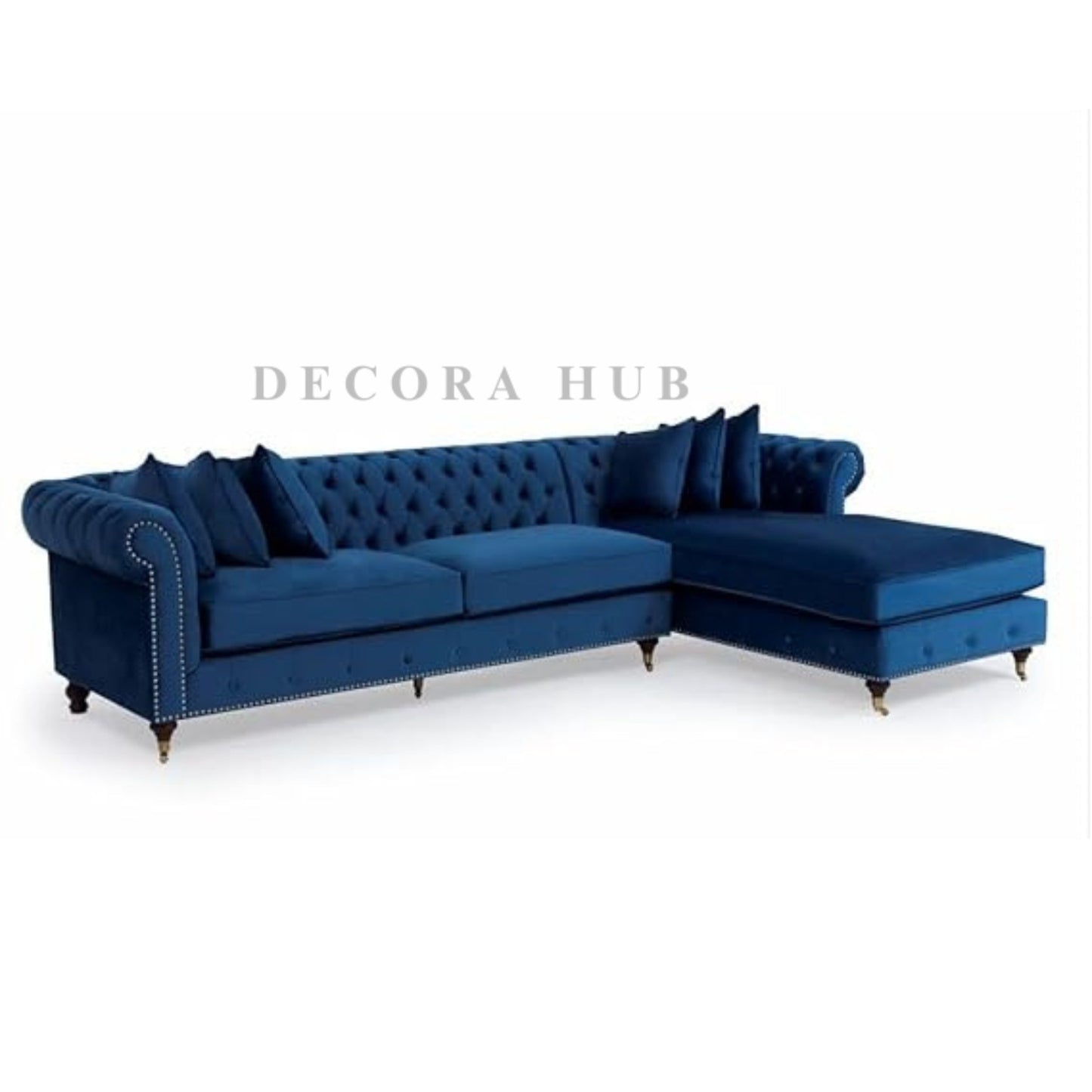 L Shape Chesterfield Sofa With Wooden Legs