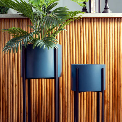 Lina Oval Planters with Metal Stands Set of 2