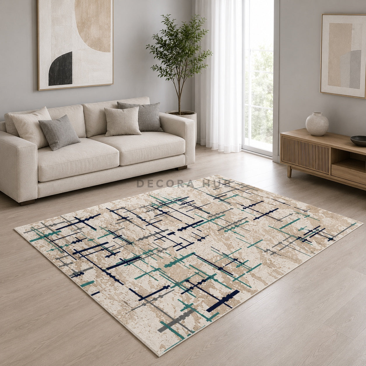 Linear Mesh Living Room Carpet