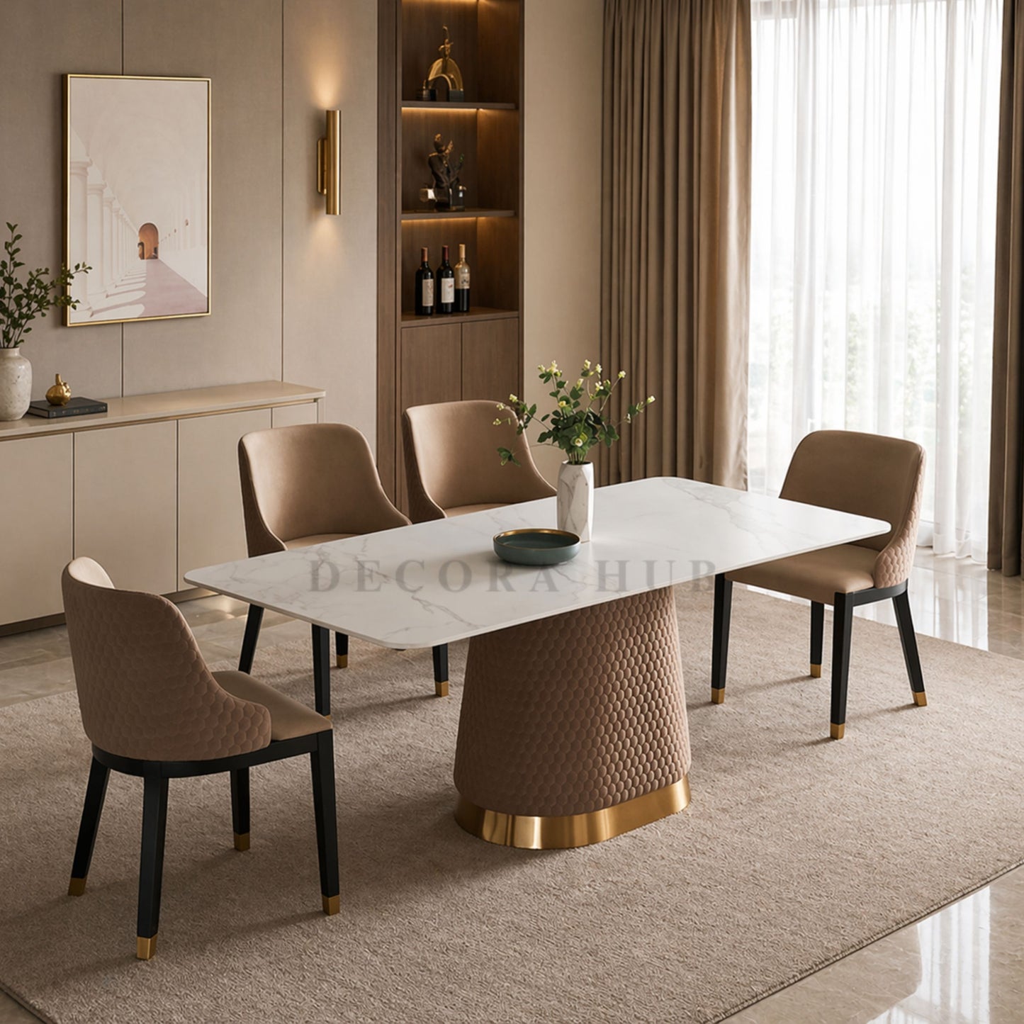Livon Designer Dining Table With PVD Coated Base