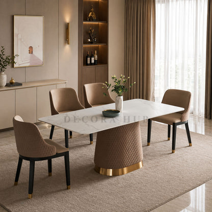 Livon Designer Dining Table With PVD Coated Base