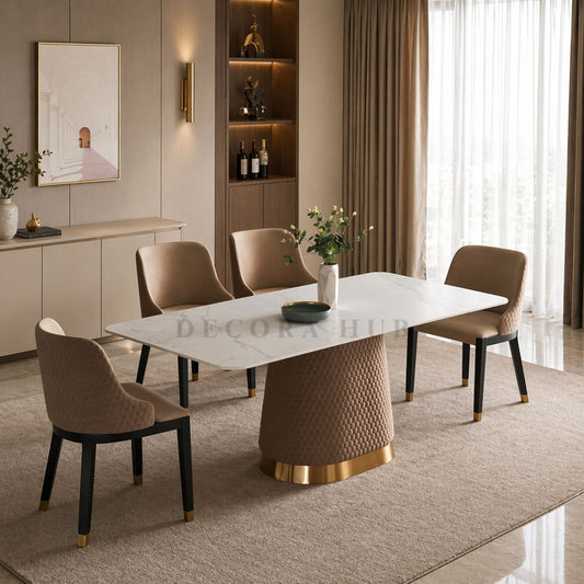 Livon Designer Dining Table With PVD Coated Base