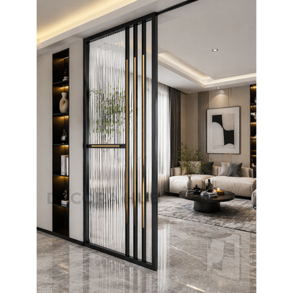 Luxurious Black PVD Metal Partition – stainless steel room divider for living room DecoraHub