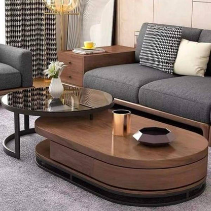 Luxurious Oval Wooden Teapoy Table