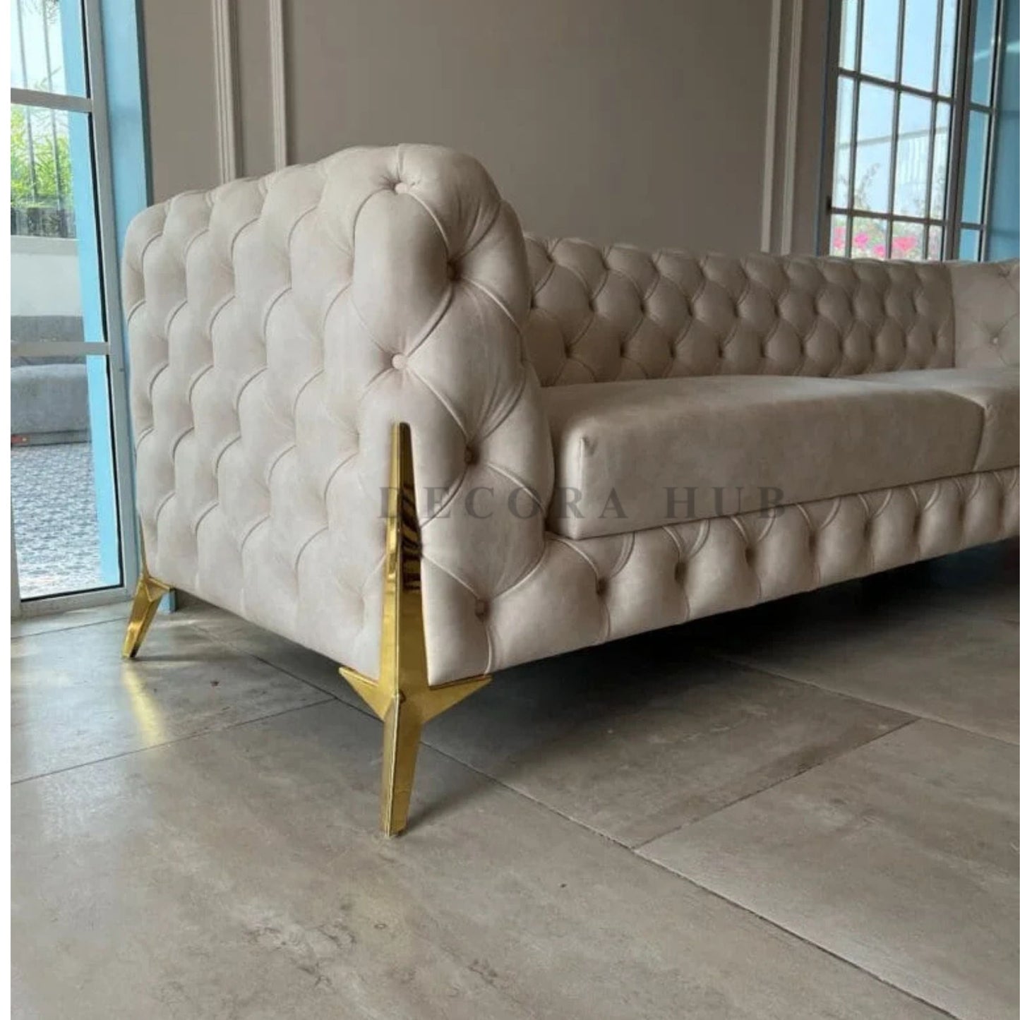 Luxurious sofa in beige colour for living