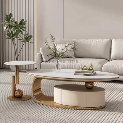Luxury Oval Center Table with Drawers