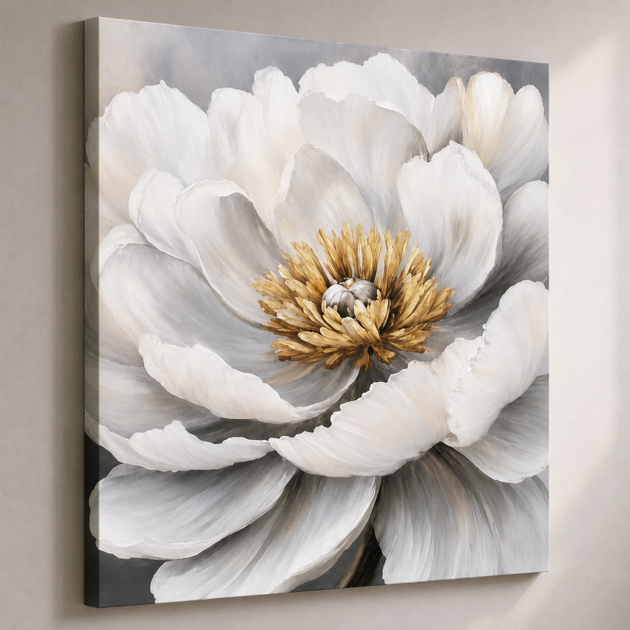 Magnolia Gold & White Flow Textured Wall Art