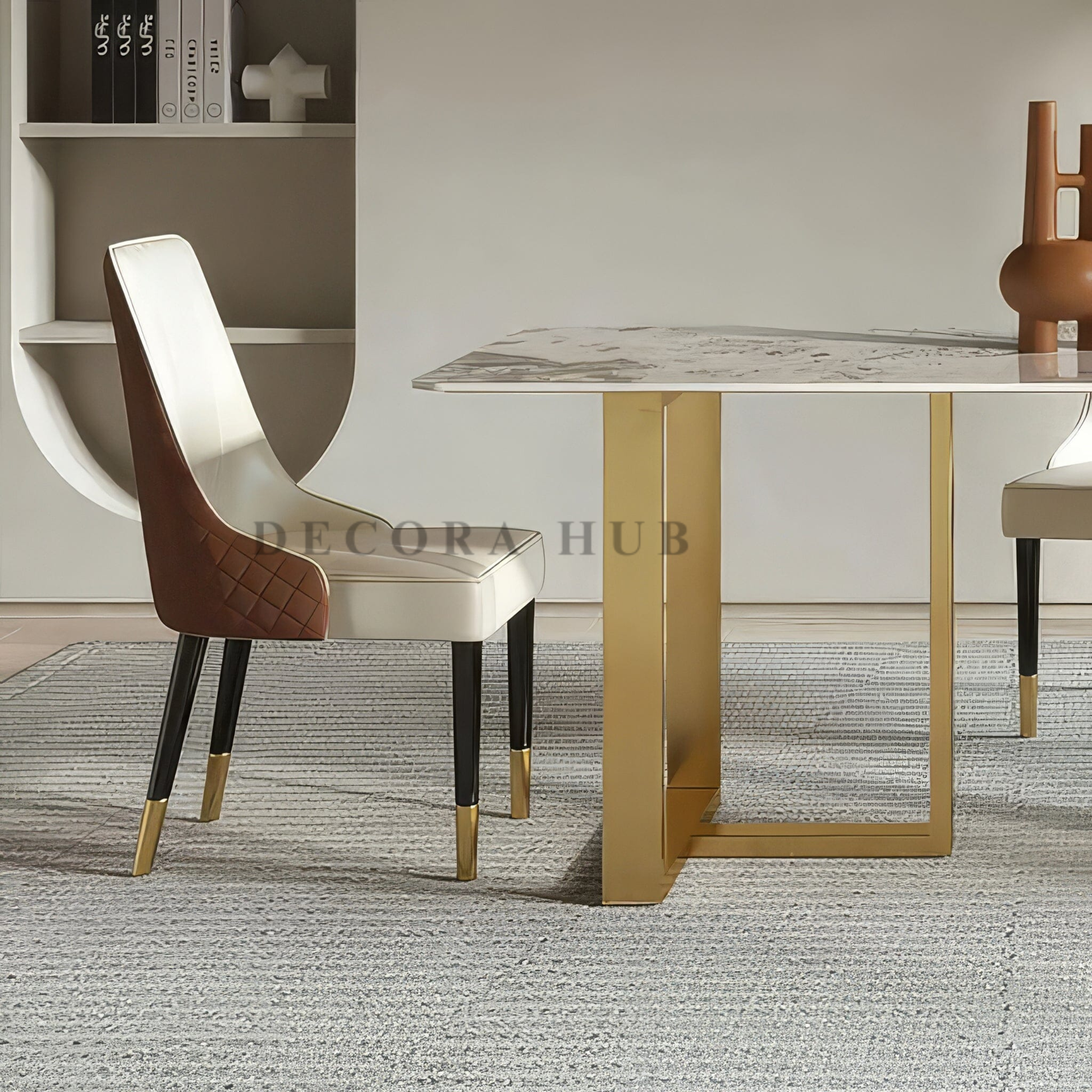 Marble DIning Table in Golden SS Base