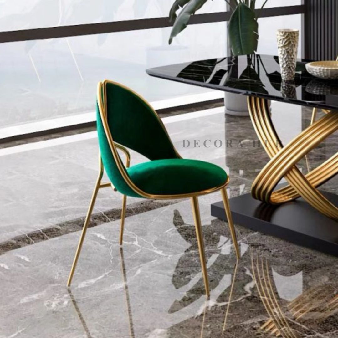 Marble Dining Table With Golden Stainless Steel Base