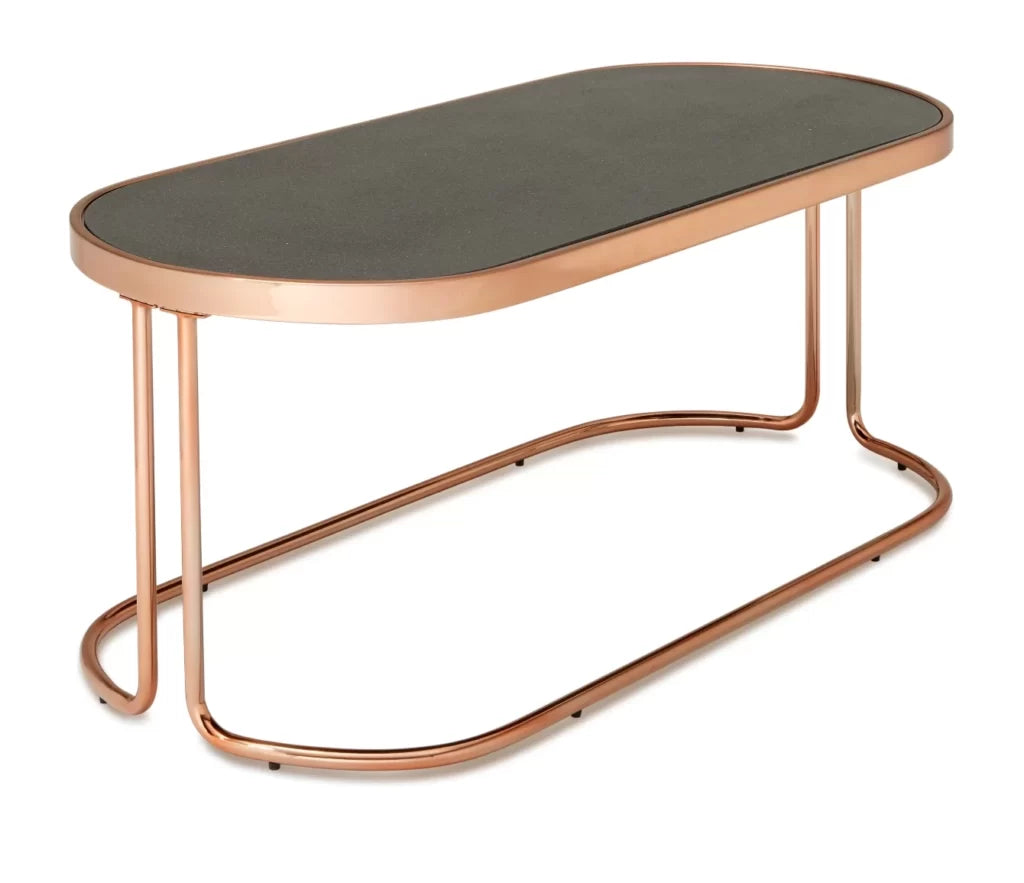 Metal Centre Table In Glossy Rose Gold Colour