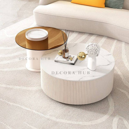 Minimalist White Round Coffee Table Set