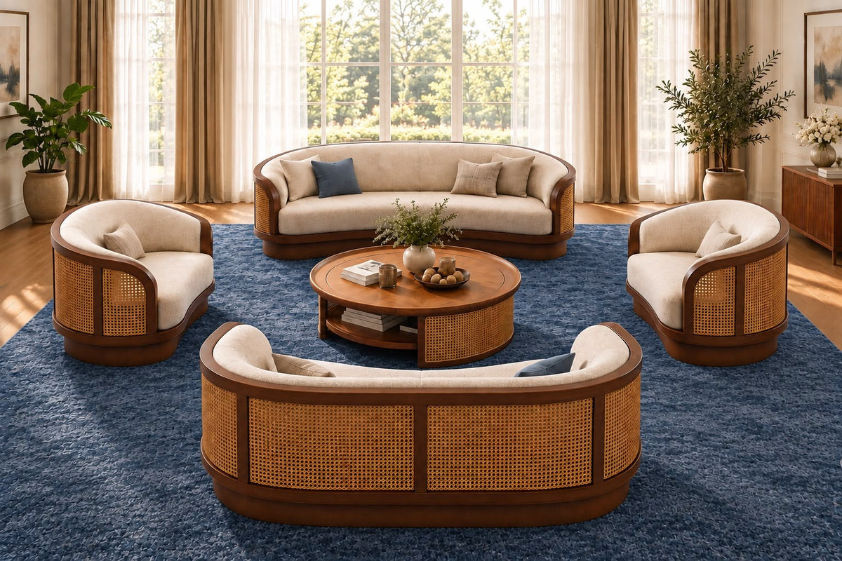 Mira Teak & Rattan Luxury Sofa Set