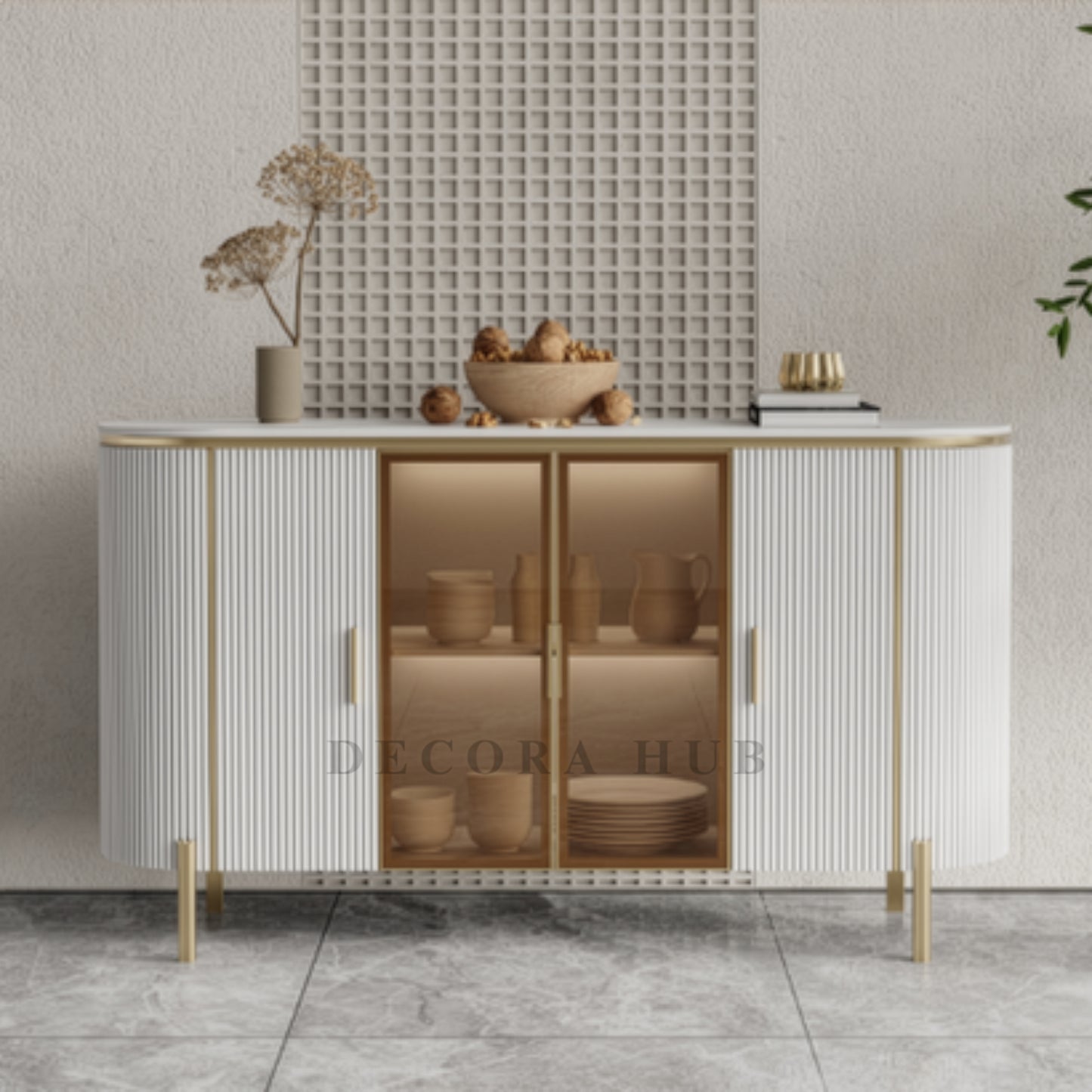 Modern Fluted Sideboard Console Table