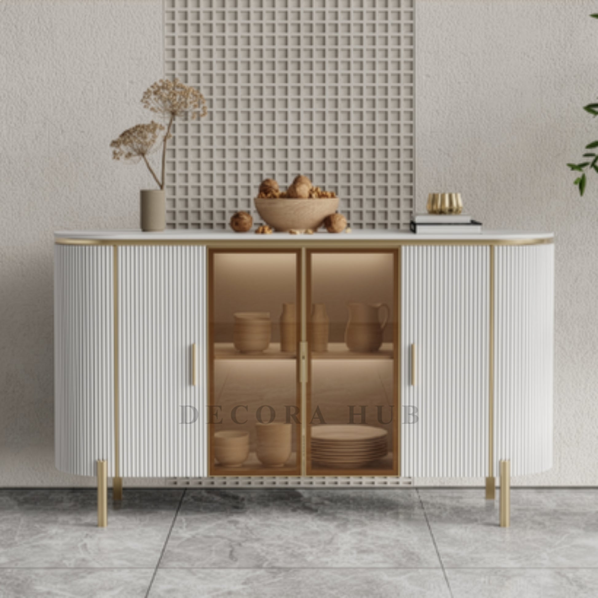 Modern Fluted Sideboard Console Table