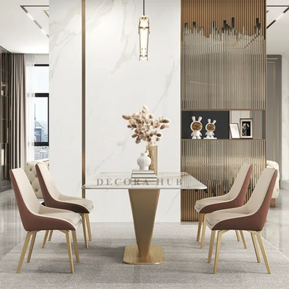 Modern 6 Seater Dining Table In Golden Finish