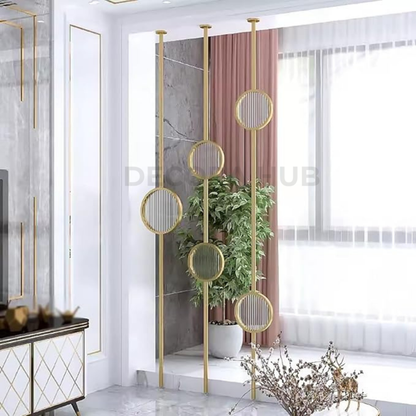 Modern Fluted Glass PVD Metal Partition – gold stainless steel partition for living room DecoraHub