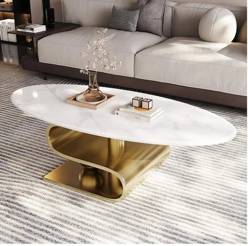Modern Oval Marble Top with Stainless Steel Stand