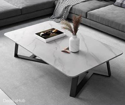 Modern Rectangular Centre Table – marble top centre table by DecoraHub