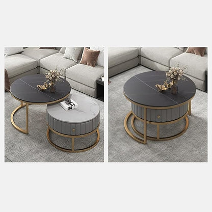 Luxurious Black Top Golden Frame Nesting Tables – black marble gold frame nesting table set by DecoraHub