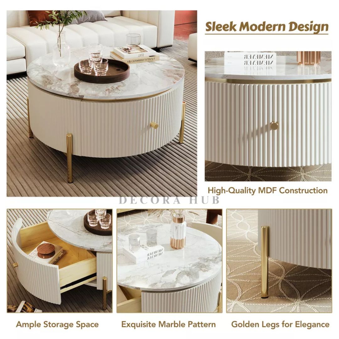 Modern Round Storage Table for Living Room