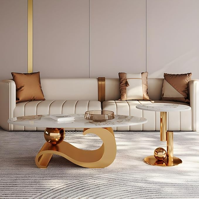 Modern White Marble Top Centre Table
