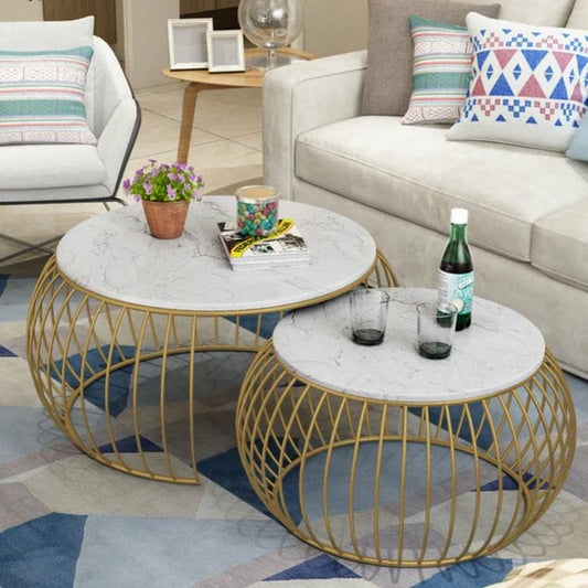 Modern White and Gold Nesting Table – white and gold nesting table set by DecoraHub