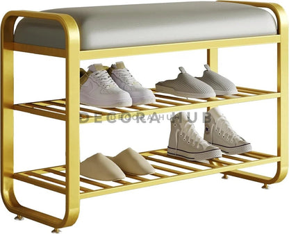 Modern gold metal shoe rack