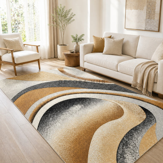 Abstract Mustard Drawing Room Carpet