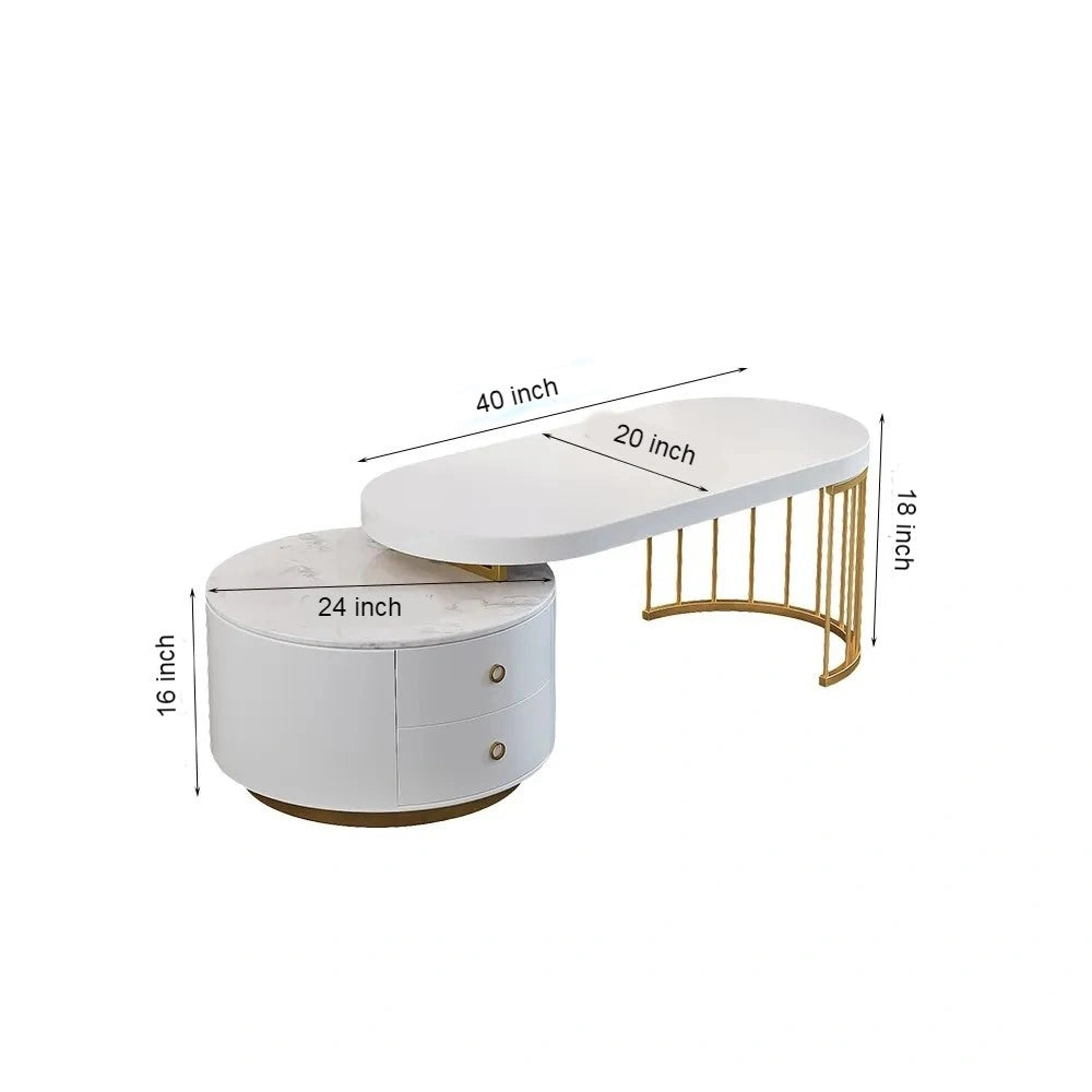 Natural white marble top of teapoy table – Carrara finish