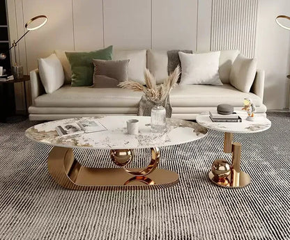 New Designer Oval Marble Top Centre Table With Ball